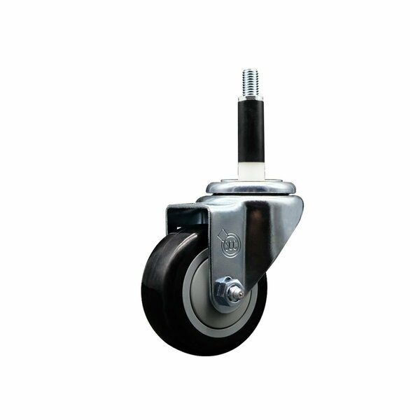 Service Caster 3'' SS Black Poly Wheel Swivel 7/8'' Expanding Stem Caster SCC-SSEX20S314-PPUB-BLK-78